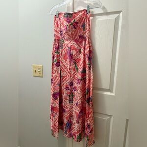 Banjanan Simona Dress Small Marine Orchid Cotton Poplin Pockets Strapless NWT